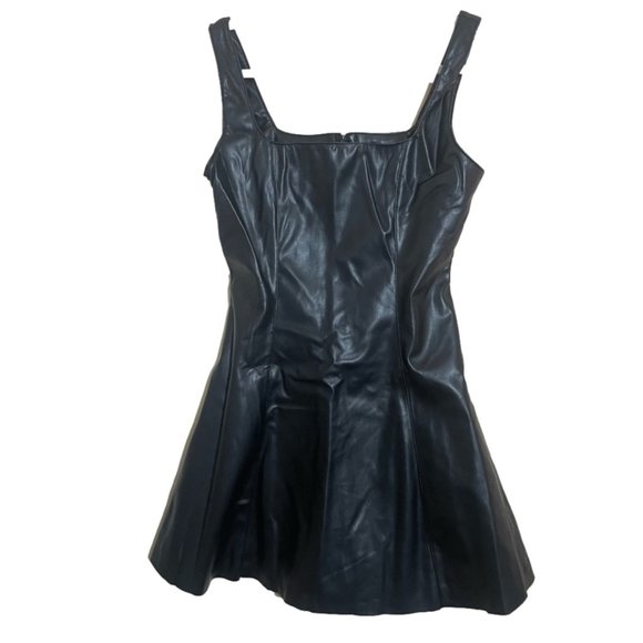 NWT Faux Leather Mini Skater Dress Size Small Black - Picture 8 of 9